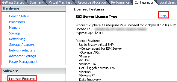 Esxi License Feature